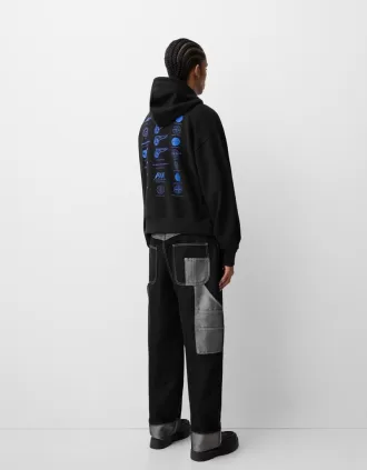 Sudadera con capucha y corte cuadrado con estampado Pan Am