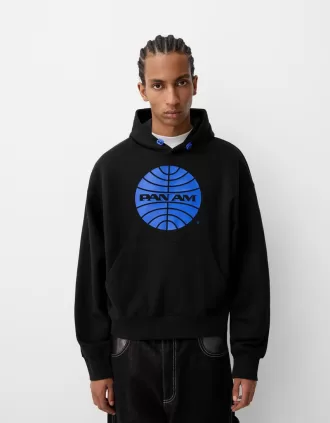 Sudadera con capucha y corte cuadrado con estampado Pan Am