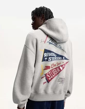 Sudadera con capucha y corte cuadrado estampado