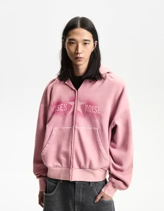 Sudadera corta con capucha estampada