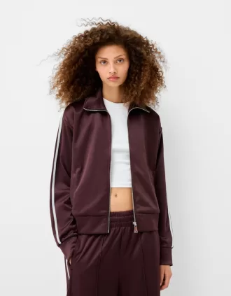 Sudadera de raso con cremallera