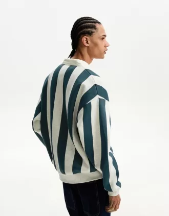 Sudadera estampada con cuello polo
