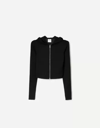 Sudadera modal con capucha y cremallera