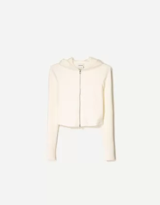 Sudadera modal con capucha y cremallera