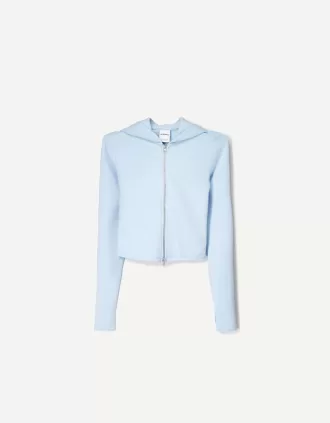 Sudadera modal con capucha y cremallera