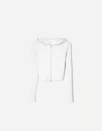 Sudadera modal con capucha y cremallera