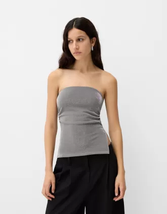 Top bandeau de hilo metalizado con aberturas laterales