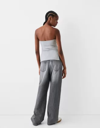 Top bandeau de punto Ponte di Roma con detalle fruncido