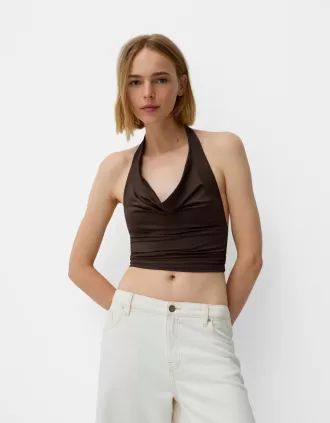 Top halter drapeado