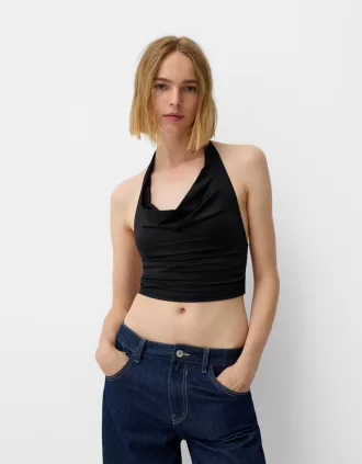 Top halter drapeado