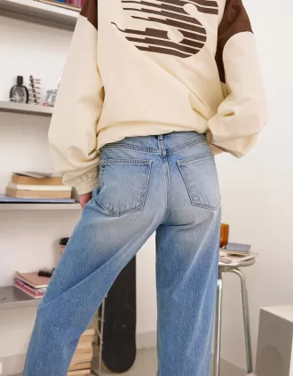 Vaqueros Mom de corte relajado y tiro alto